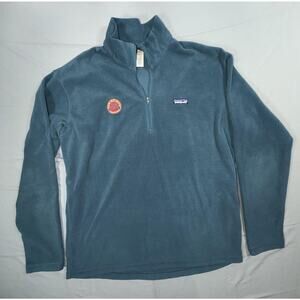 Patagonia Synchilla Pullover Jacket Mens Large Teal Fleece 1/4 Zip New Belgium